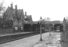 Didsbury Station (MSD2 @ 183m 43ch) looking northwest from the eastbound platform. 31 December 1966