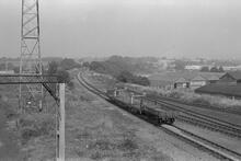 Rugby. Former Midland Counties line to Wigston (RWJ @ 16m 61ch) looking North East. 8 August 1975 (Ref: 012064)