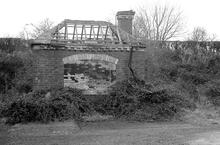 012550 Ripple station, Ashchurch and Malvern Line (AAM @ 5m 15ch). Remains of weighbridge building. 23 February 1977 (Ref: 012550)