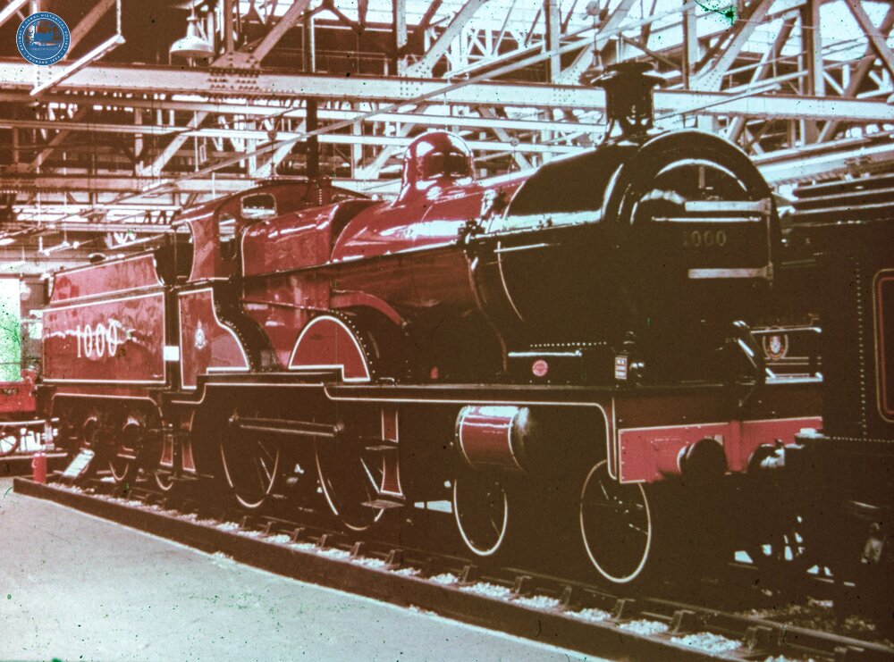 Midland Railway 1000 Class 4-4-0 No.1000 on display at the Museum of British Transport, Clapham.