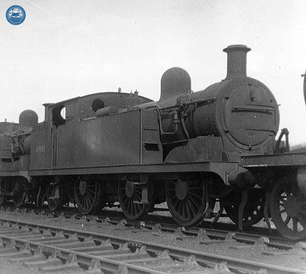 Whitelegg 3F 0-6-2T No 41985 (and 41987), awaiting scrapping. 12 April 1959