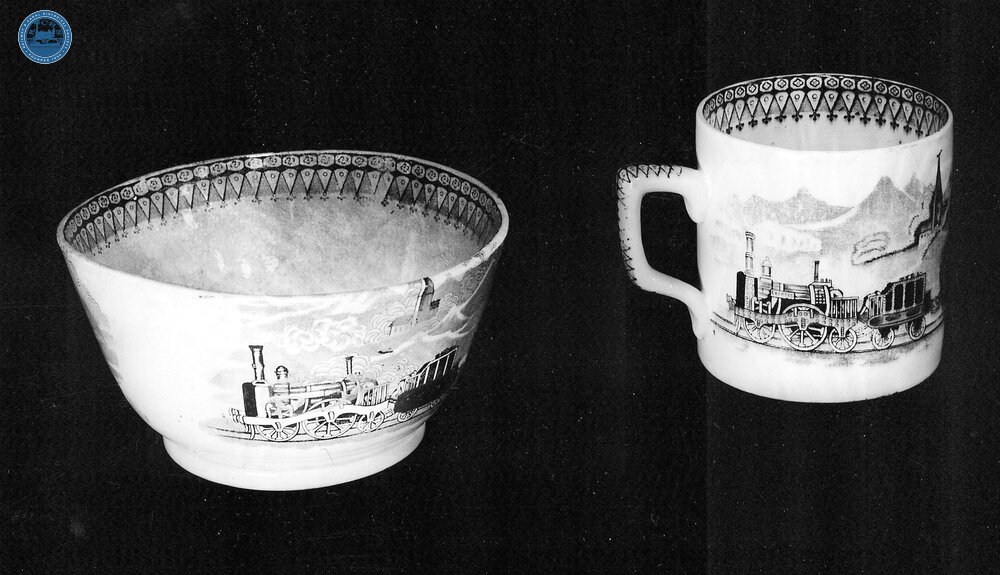 Liverpool & Manchester Railway. China mug and bowl to commemorate opening of line. (Ref: 031040)