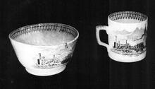 Liverpool & Manchester Railway. China mug and bowl to commemorate opening of line. (Ref: 031040)