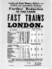 Notice of fast trains between Yorkshire and London at Reduced Fares. Dated 2 February 1856. (Ref: 031716)