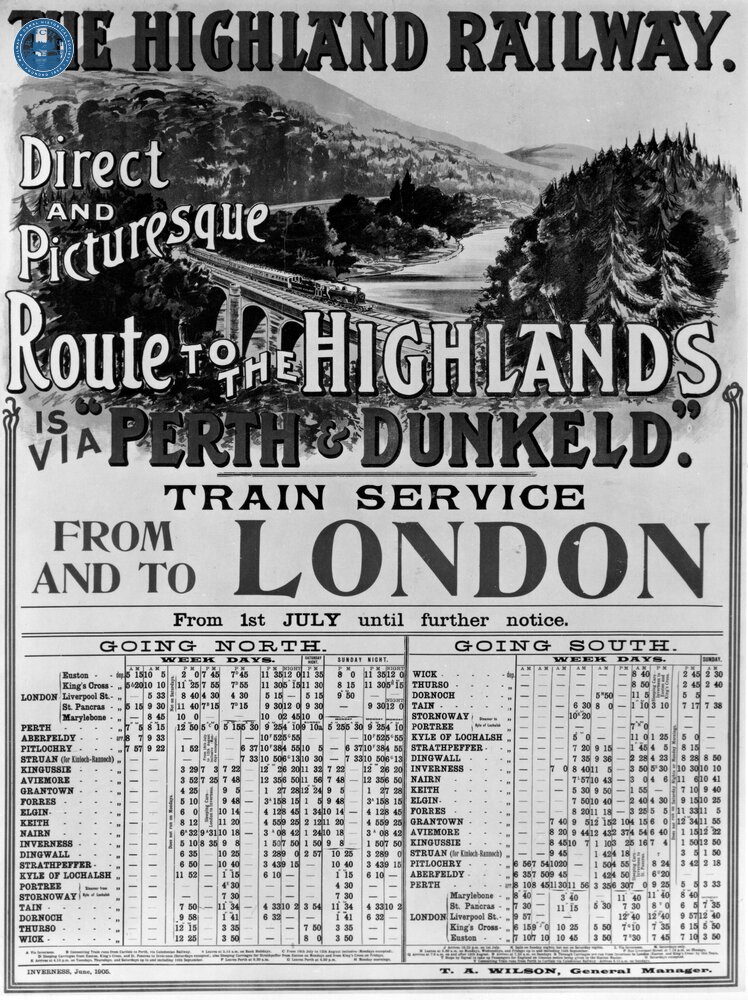 Highland Railway Services to London from 1 July 1905. (Ref: 031759)