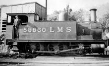 58860 Class 2F 0-6-0T (formerly NLR No.116) at Cromford on the Cromford & High Peak Railway