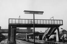 Macclesfield station (CMD1 @ 0m 25ch), looking south. 21 April 1961