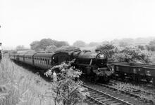 Congleton Lower Junction  (SCQ1 @ 12m 22ch). LMSR “Black 5” 4-6-0 No 45020 running round the RCTS “North Staffordshire” Railtour. 30 May 1964. 
