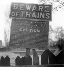 LNWR & LYR Joint Lines Notice at Ribbleton Station (PDB @ 2m 65ch), 1 May 1954.