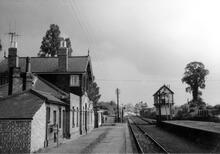 Towcester station (SJT1 @ 4m 15ch), looking East. 08 June 1961