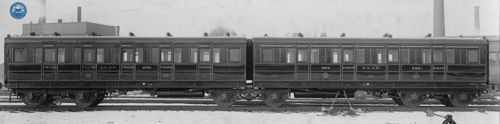 East Coast Joint Stock Articulated Set Third Class No. 206 and First Class No. 202