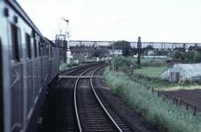 47334 heads the 14.20 Yarmouth - Derby approaching Spalding (MSG3 @ approx 44mp). 06 June 1981