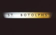 St Botolphs (STB @ 53m 76ch). Illuminated platform sign / lamp. 11 April 1987 (Ref: 221489)