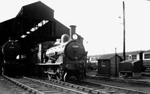 65461 Class J15, and 62541 Class D15 (both ex-GER), at Bury St Edmunds MPD. 04 April 1953