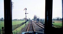 Approaching Theddlethorpe station (MAB @ 146m 65ch) from the north.  April 1960