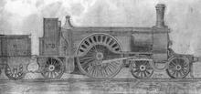 4-2-2 Stirling Single No.8. Built Doncaster c.1870. - Pencil drawing by unknown artist. (Ref: 031199)
