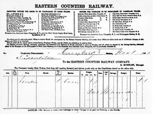 Eastern Counties Railway. Waybill dated November 1861. (Ref: 031795)