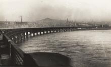 Tay Bridge (New. ECN2 @ 56m 37ch - 58m 55ch). Panorama of the Dundee end of the bridge. 1936