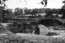 Great Flood of 1948. Smithy Bridge No 124 washed out by flooding 15 August 1948. (ECM8 @ 41m 63ch). (Ref: 031239)