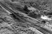 Great Flood of 1948. Between Cockburnpath and Penmanshiel. (ECM8 @33m 50ch)  Track bed washed away by land-slip. (Ref: 031247)