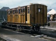 017057   Stockton and Darlington 4-wheel 3rd class coach, no 179. Shildon Rail 150 26 Audust 1975