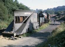 017068  NER Snow plough in line of stock for restoration. Grosmont 27 August 1975