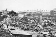 North Shields Station 30 September 1941. (TMB @ 5m 37ch) Bomb damage to adjacent warehouses. (Ref: 030831)