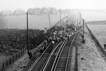 Killingworth (ECM7 @ c. 6m). Repairing track following bombing raid of 2 October 1941. (Ref: 030747)