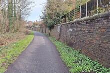 Foss Islands Branch. York. Retaining Wall between Layerthorpe and Heworth Green. Looking West. 04 March 2024