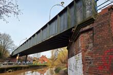 Foss Islands Branch. York. Bridge over the Foss Navigation and Huntington Road. Southeast Face. 04 March 2024