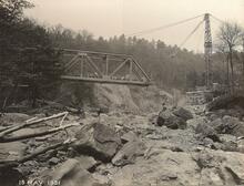 Glaisdale. Bridge No 82 (MBW2 @ 27m 08ch).  Erection of single-span steel bridge, weight 112 tons. 13 May 1931