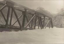 Glaisdale. Bridge No 82 (MBW2 @ 27m 08ch). After the new abutment was destroyed by flood. 2 September 1931