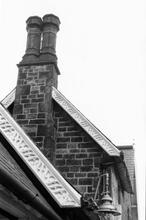 Ruswarp Station (MBW3 @ 29m 31ch). Details of Chimney, Gable, & Gas Light. 10 August 1970