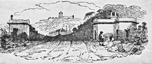 Woodcut looking north towards the Whitby & Pickering Railway terminal at Whitby. 1836. 