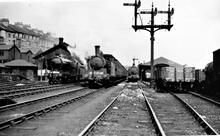 Whitby (MBW3 @ 30m 61ch). Loco shed and passenger train. 01 June 1936.
