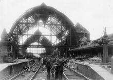 Middlesbrough Station (DSN2@ 15m 0ch)  Looking East showing extent of damage after bombing on 3 August 1942. (Ref: 030737)