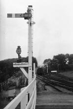 Whitby West Cliff (SSK2 @50m 34ch) Up starter signal. 31 August 1955