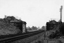 Malton. Abutments of intersection bridge, looking north-east (YMS @ 21m 40ch). 29 August 1973