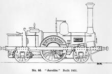 Aerolite 2-2-2 Line drawing of 1851 loco. (Ref: 010876)