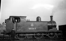 68362 ex-NER Class J73, at Selby MPD. Date: 02 March 1954