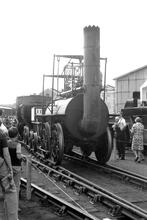012112  Stockton & Darlington Railway "Locomotion" replica locomotive. Shildon Rail 150, 26 August 1975