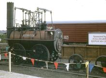 Replica steam engine 0-4-0 "Locomotion".  Shildon Rail 150 26 Audust 1975 (Ref 017046E)