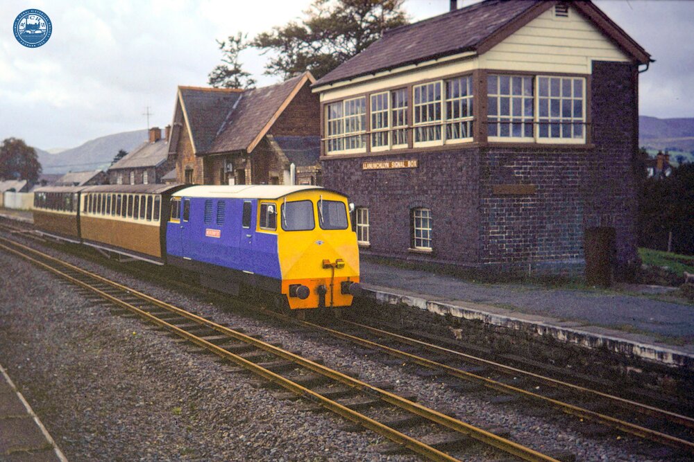 Llanuwchllyn station. 'Meirionnydd' & 2 coaches. 26 September 1978