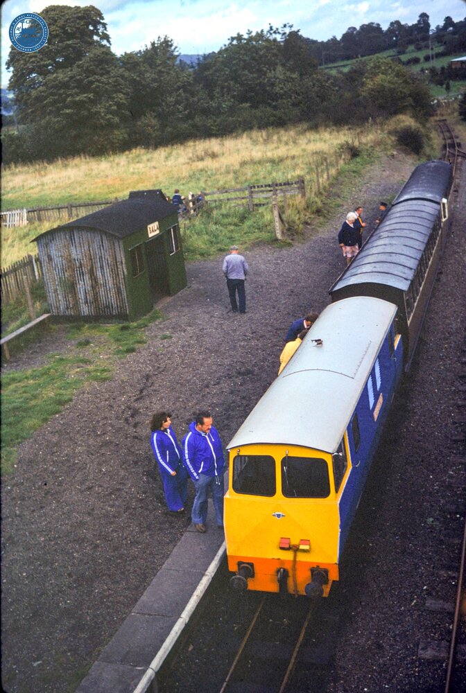 Bala station. 'Meirionnydd' & 2 coaches. 26 September 1978