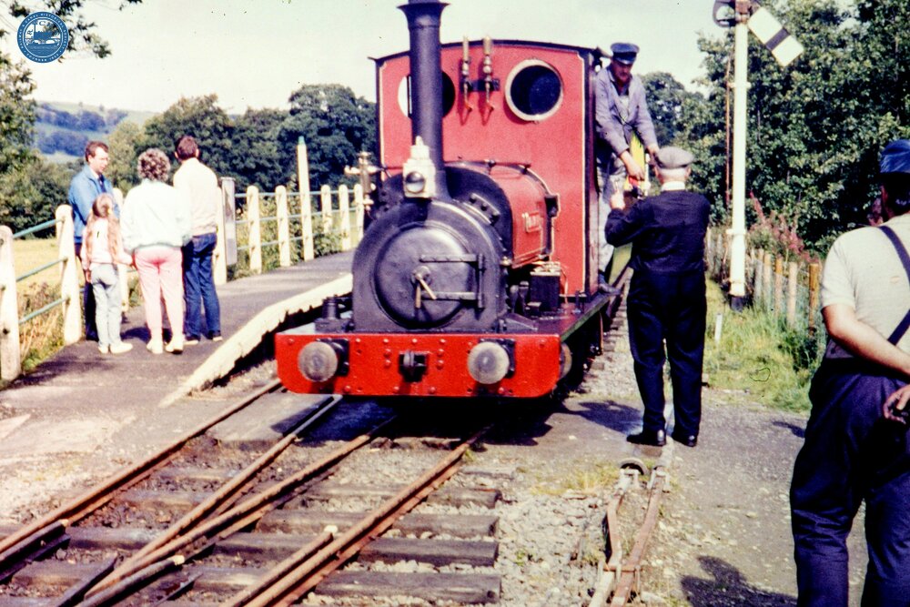 Trains crossing at Llangower. 29 August 1988