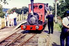 Trains crossing at Llangower. 29 August 1988