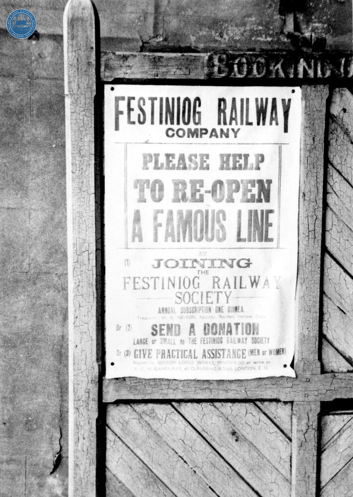 Ffestiniog Railway Society Notice at Portmadoc