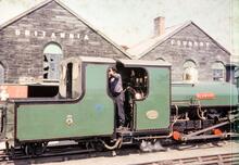 Festiniog Railway "Blanche" in front of the Britannia Foundry, Porthmadog