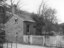 Glyn Valley Tramway. Dolywern station, by level crossing. 21 April 1963