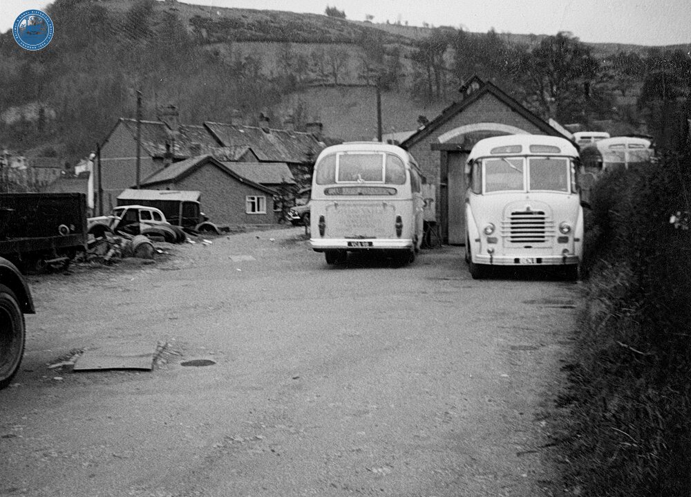 Glyn Valley Tramway, Glyn Ceiriog station yard (station on the left). 21 April 1963